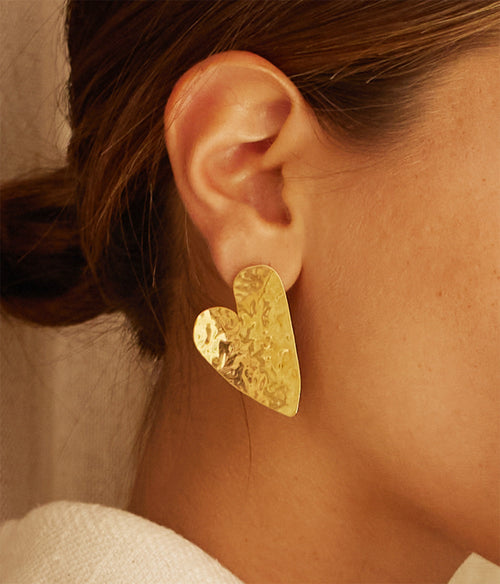 Boucles d'oreilles Coracao (Acier doré)