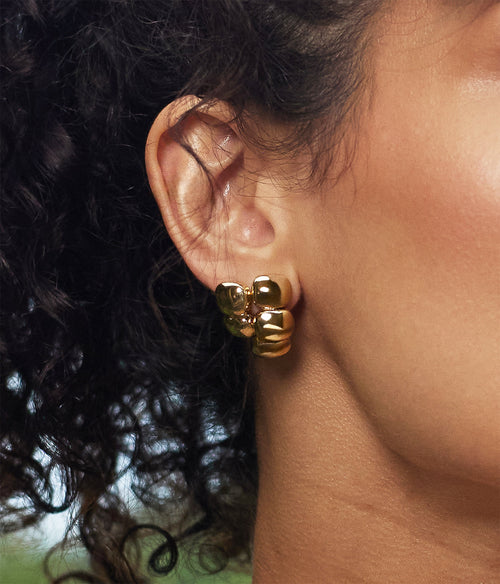 Boucles d'oreilles Caterpilar (Acier doré)