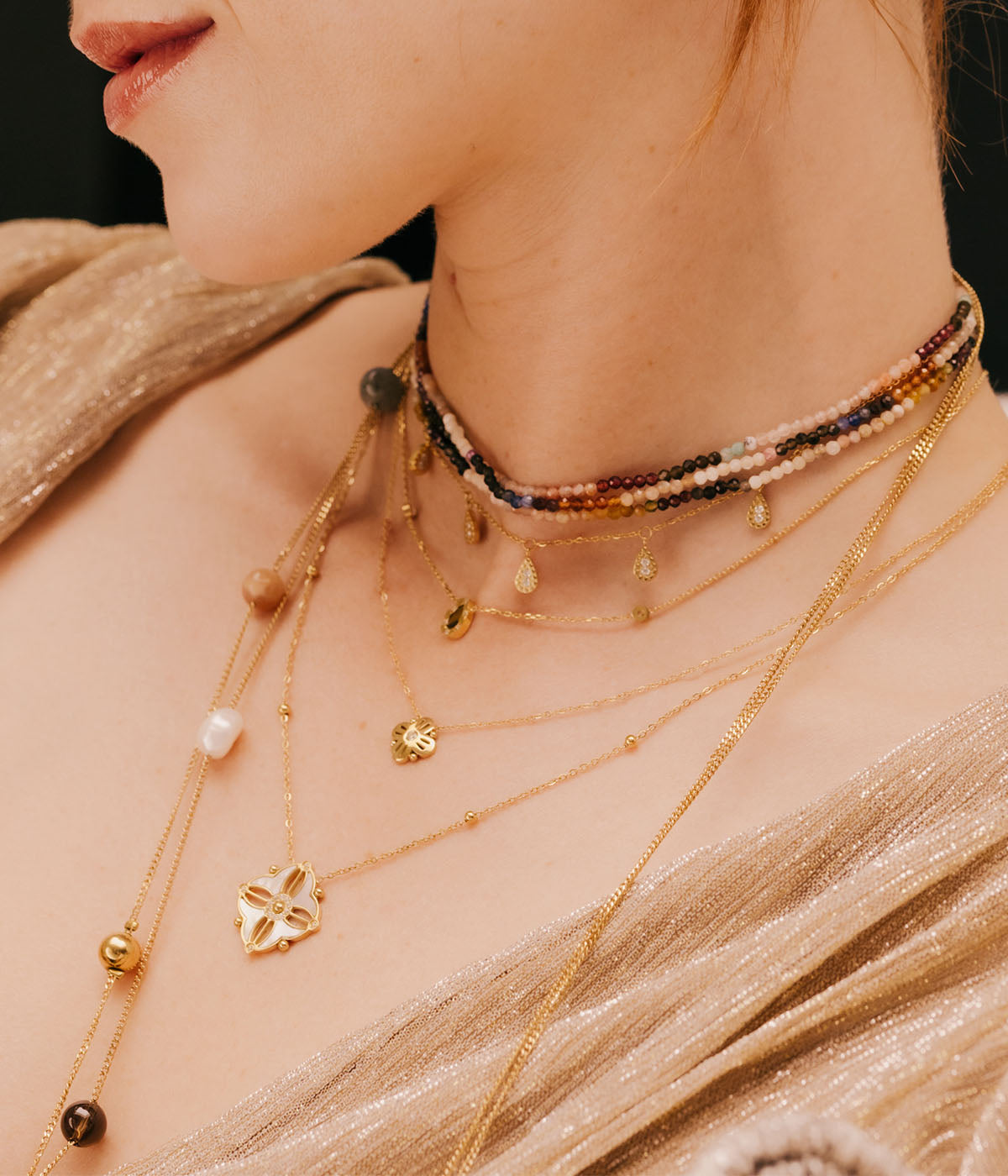 Collier Pâquerette (Acier doré)