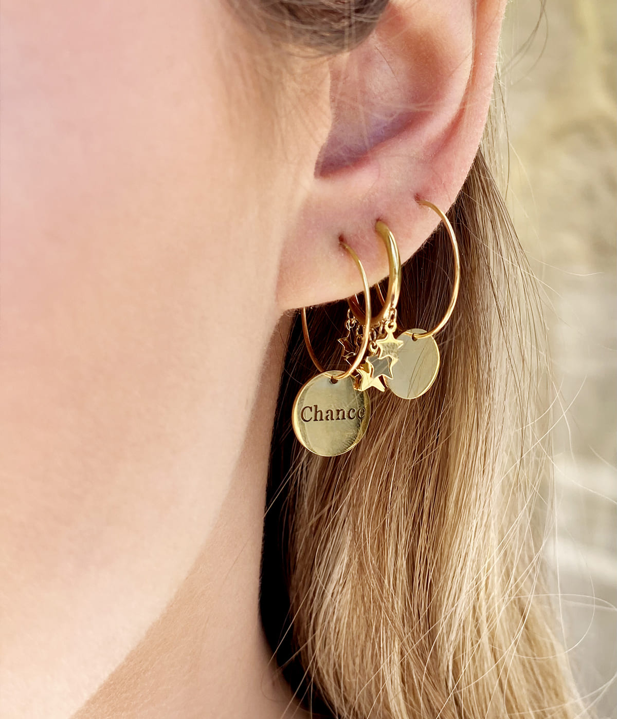 Boucles d'oreilles Gwenn (Acier doré)