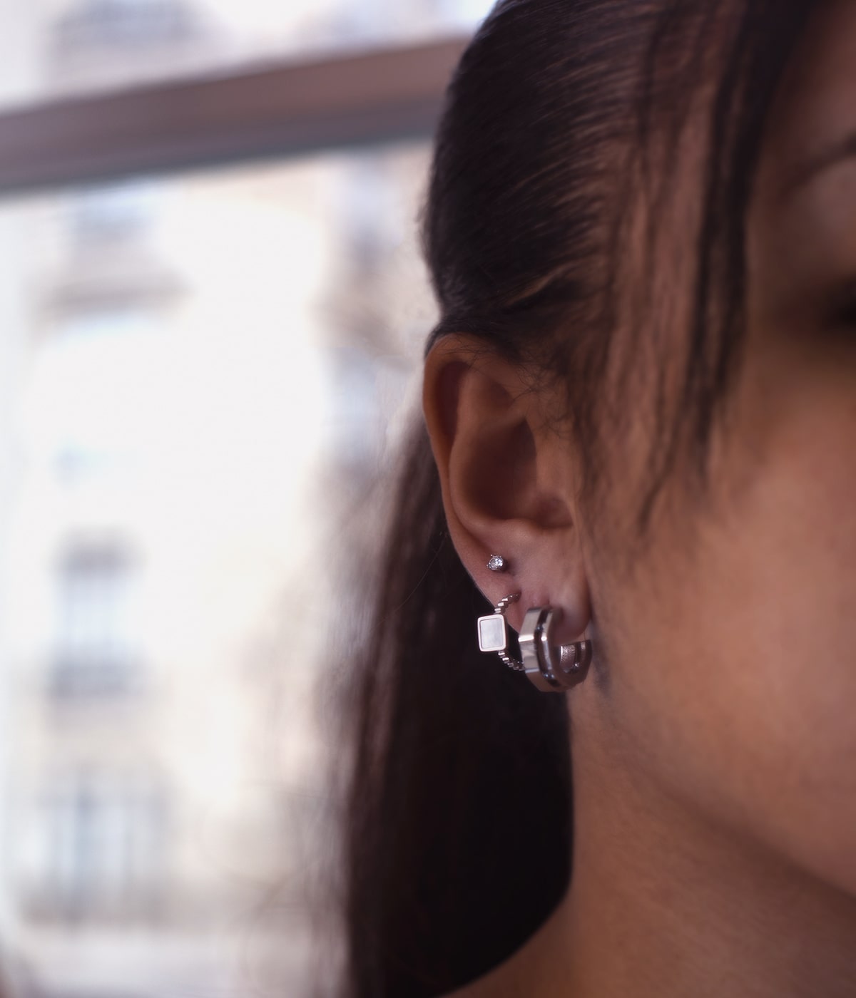 Boucles d'oreilles Precious Square (Acier)